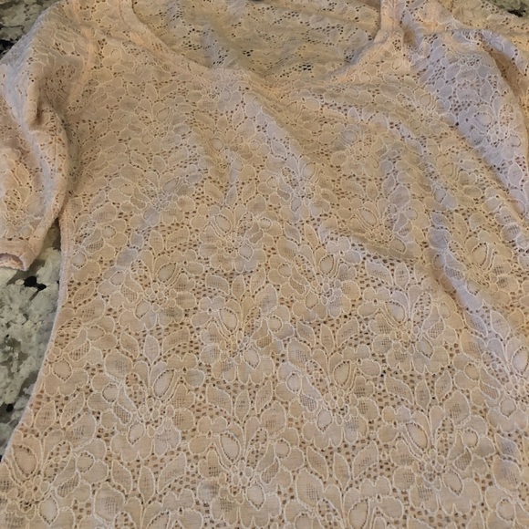 Express Blush Pink Lace Top S - Picture 2 of 7